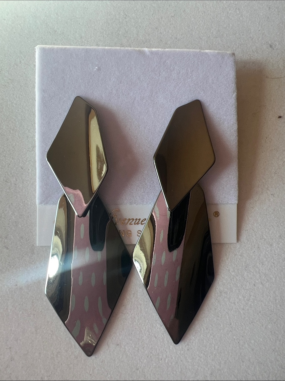 Modern Hematite Geometric Drop Earrings - Sleek Statement